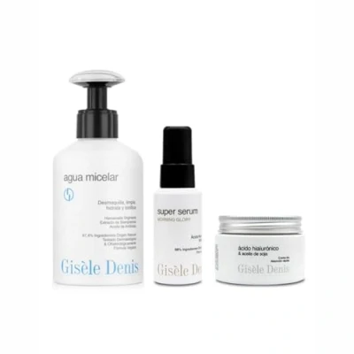 Imagen de GISÈLE DENIS Pack Rutina Hidratante y Antiarrugas, Agua Micelar 250 ml + Serum Morning Glory 30 Crema Facial Ácido Hialurónico Aceite de Soja 50 ml, Cuidado la Piel,
