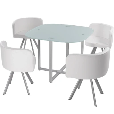 Imagen de Conjunto mesa y 4 sillas Mosaic cristal blanco Menzzo