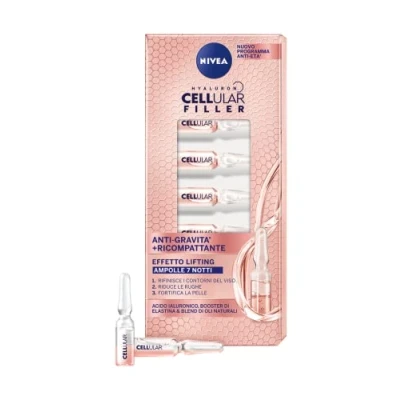Imagen de NIVEA CELLULAR FILLER Antigravedad + Recompactante Ampollas efecto lifting suero facial x 7 8,40 ml, antiarrugas en ampollas, ácido hialurónico y elastina