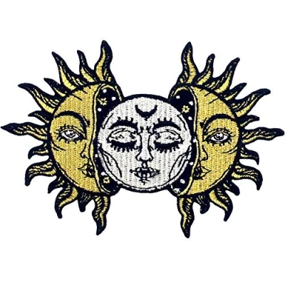 Imagen de Parche termoadhesivo para la ropa, diseño de Sol y Luna