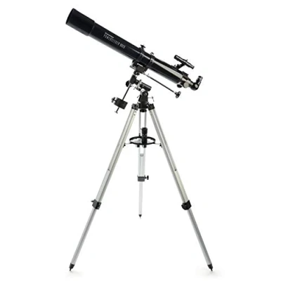 Imagen de Celestron 21048 PowerSeeker 80EQ Telescopio Refractor: Incluye Dos oculares, Diagonal de Imagen Recta, Lente Barlow 3 aumentos, trípode Ajustable en Altura y Bandeja Accesorios Lujo, Negro