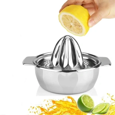 Imagen de Exprimidor Manual de Naranjas y Limones Portátil Acero Inoxidable 304, Naranjas, Cítricos Prensadora frutas Mano para Naranja Limón Lima