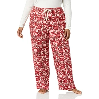 Imagen de Amazon Essentials Pantalón de dormir franela colores interrumpidos Mujer, Rojo Papa Noel, XXS