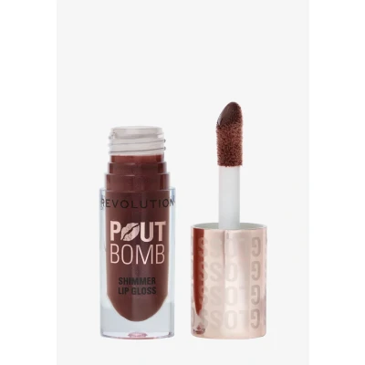 Imagen de Revolution, Pout Bomb Shimmer Gloss, Brillo Labial con Efecto Mojado y Destellos, Ácido Hialurónico Aroma a Vainilla Dulce, Chocolate Sparkle