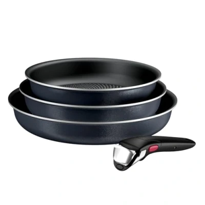 Imagen de Tefal Ingenio Enjoy Juego de 3 Sartenes 22/24/28 cm + Mango extraíble apto inducción, antiadherentes, revestimiento titanio, tecnología Light Tech, apilables, lavavajillas y horno