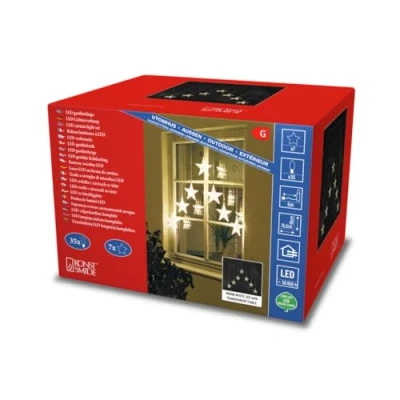 Imagen de Konstsmide 1243 103 Luces LED decorativas en forma de estrella (7 luces, 35 diodos blancos, transformador externo 24 V, cable transparente)