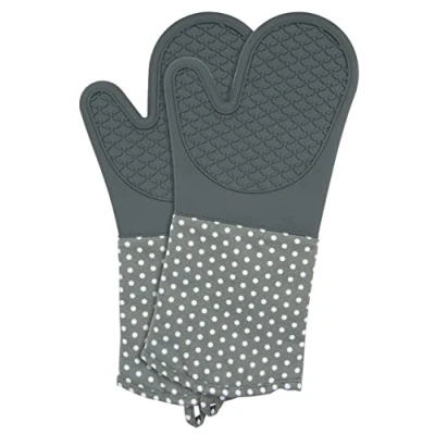 Imagen de WENKO Manoplas de cocina silicona, 2 uds. 1 par Gris