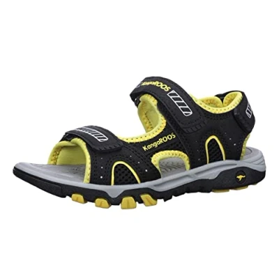 Imagen de KangaROOS K celtic Kento, Sandalia Unisex Adulto, Jet Black Lemon Chrome, 39 EU