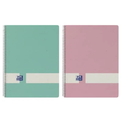 Imagen de Oxford Nature, Cuadernos A5+ Cuadrícula 5x5 , Tapa Dura Cartón Reciclado, 80 Hojas Microperforadas, Pack 2 Libretas, Colores Pastel