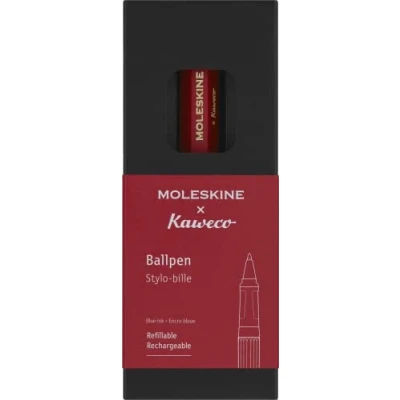 Imagen de Moleskine x Kaweco Bolígrafo Recargable de Plástico ABS para Escribir y Tomar Notas, Recarga 1.0 mm con Tinta Azul Incluida, Rojo