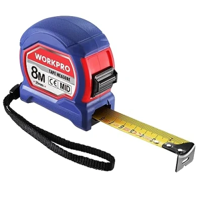 Imagen de WORKPRO Cinta Metrica 8m x 25mm, Metro Profesional, Flexometro 8 Metros, Métrica con Clip de Cinturón