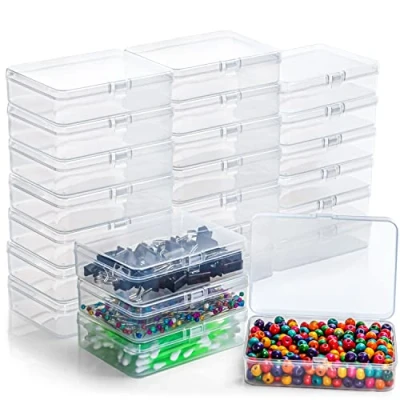 Imagen de BELLE VOUS Cajas Organizadoras con Tapa de Bisagra (Pack 24) Caja Almacenaje Plástico Transparente 11,5 x 8,5 2,8 cm para Pastillas, Joyas y Artículos Manualidades