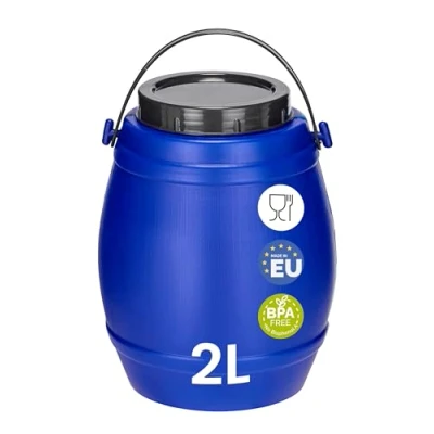 Imagen de Garronda 2,5 litros Contenedor con Tapa, Barril de Agua Boca Ancha, Plástico BPA Libre, Ideal para Almacenamiento y Piensos, Caja Transporte Resistente GD 0086, Azul