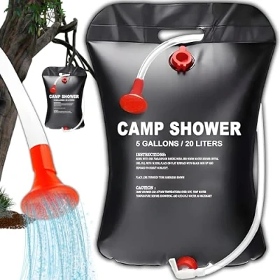Imagen de Retoo Ducha portatil Camping 20L 5 galones Bolsa de Solar Calefacción Aire Libre con Manguera y Cabezal Acampar para Camping/Senderismo Viaje Escalada