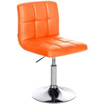 Imagen de CLP Taburete Bajo Palma V2 En Simil Cuero I Silla Lounge Regulable Altura &amp; Giratoria Butaca De Salón Moderna Acolchado, Color:Naranja