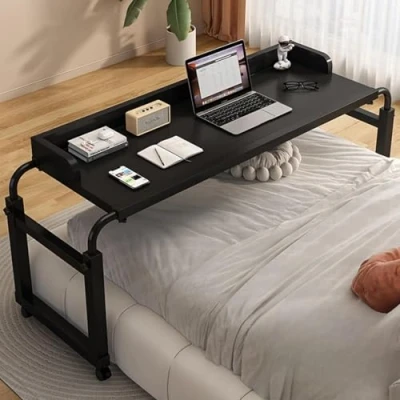 Imagen de RCJCQSR Mesa De Sobrecama con Ruedas, Cama Ruedas Escritorio sobre La Cama, King Queen, para Computadora Portátil Cama(Color:Negro)