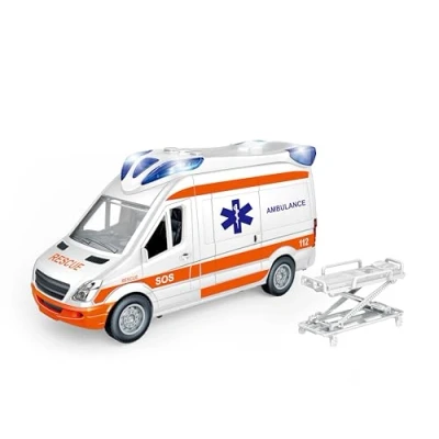 Imagen de Teorema Ambulancia Play City Escala 1:12, Juguete de Primeros Auxilios para niños, vehículo Emergencia con Luces, Sonidos y Camilla Ajustable