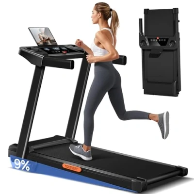 Imagen de LONTEK Cinta de Correr Plegable con Inclinación 9%, Andar 12KM/H,Caminadora Electrica para Casa Equipado un Motor 3,0 CV y Pantalla LED,Carga Máxima 136KG