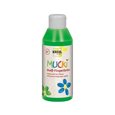 Imagen de KREUL 28405 Mucki Pintura Luminosa para Dedos de Tela, 250 ml en Verde, a Base Agua, sin parabenos, Gluten, lactosa y Vegana, Green,