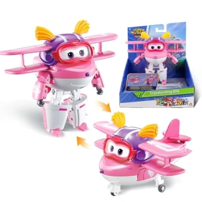 Imagen de Super Wings Transforming Ellie, Avión de Juguete, Figura Acción, Personajes Robot Transformer, Juguetes para Niños y Niñas Edades 3 4 5 6 7 8 Años