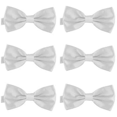 Imagen de DonDon Set de 6 Pajarita para hombre 12 x cm ajustable y lista usar Gris claro