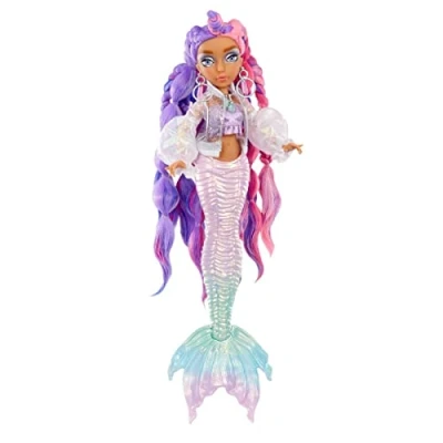 Imagen de MERMAZE MERMAIDZ KISHIKO Muñeca de Moda Sirena con Cola Que Cambia Color en Agua Helada y Pelo Rosa Morado Incluye Vestido Accesorios Articulada, Puede posar Coleccionable 4+ años