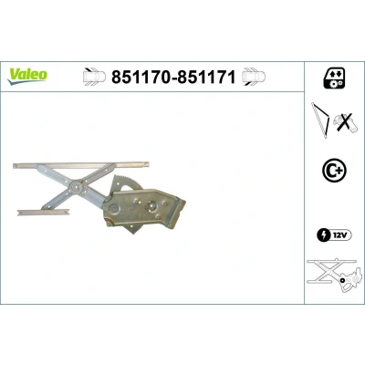 Imagen de Valeo Elevalunas Atrás izquierda eléctrico sin electromotor con función de confort 851170 RENAULT: SCENIC 3