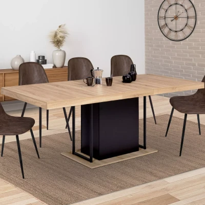 Imagen de IDMarket Mesa de comedor extensible rectangular UGO 6 10 personas, madera haya y negro, 160 200 cm