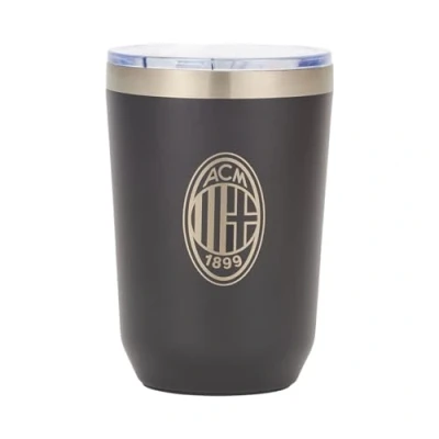 Imagen de A.C. Milan Cantimplora, Producto Oficial, Taza Térmica para Café, Leche y Té, Thermos, Termo (Negro), 0.38 L