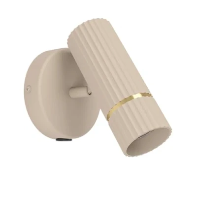 Imagen de Eglo aplique Caminia, para interior con focos orientables, interruptor, dormitorio, metal beige y dorado, bombilla GU10, luz blanca cálida