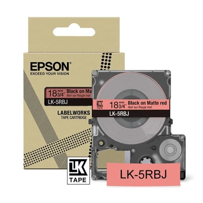 Imagen de Epson LabelWorks LK 5RBJ Cartucho de cinta para etiquetado compatible con LW C610 y C410 Rojo/Negro Mate 18mm