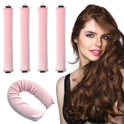 Imagen de EUZUXU 4 Piezas Rizador de Pelo sin Calor, Ondas Rulos Durante la Noche, para Dormir, Rizadores Grandes Todos los Tipos Cabello