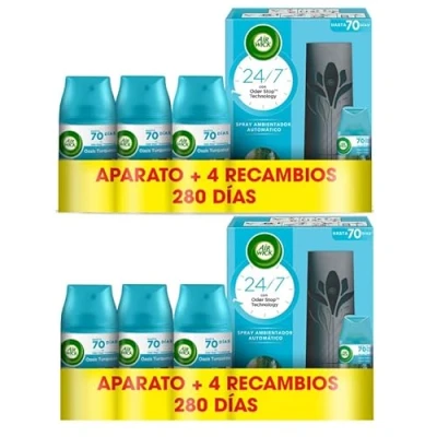 Imagen de Air Wick Freshmatic Aparato y recambios de ambientador spray automático, esencia para casa con aroma a Oasis Turquesa 2 aparatos 8