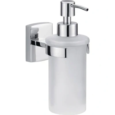 Imagen de tesa Klaam Dispensador de jabón en acero inoxidable, metal cromado, autoadhesivo, tecnología adhesiva montaje, 170 x 70 125 mm