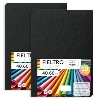 Imagen de m office Fieltro para Manualidades, de Colores, Suave y Flexible, Material Costura, Telas Patchwork, Ideal proyectos DIY, artesanía o decoración, 40x60cm (negro, 20 uds)