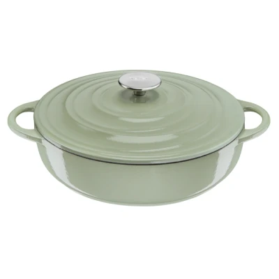 Imagen de Tefal LOV E2587204 Cacerola poco profunda (28 cm, hierro fundido de inducción, 3,8 L, con tapa, verde líquen)