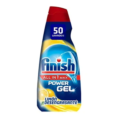 Imagen de Finish All in 1 Max Power Gel Limón Desengrasante Detergente Lavavajilla (50 lavados) 1000ml