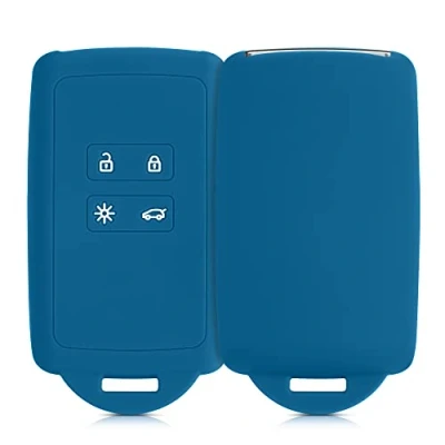Imagen de kwmobile Funda de Silicona Compatible con Renault Llave Coche Smart Key 4 Botones (Solo Keyless Go) Carcasa Protectora para Llavero Case Mando Auto Azul Arrecife
