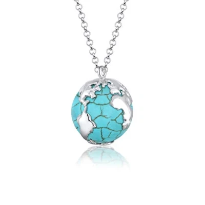 Imagen de Elli Collares Damas con un globo terráqueo Aullido en plata esterlina 925
