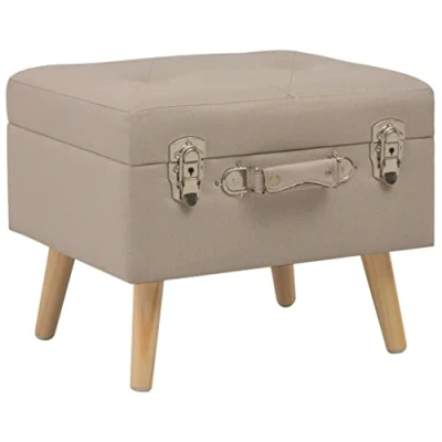 Imagen de vidaXL Taburete de Almacenamiento Asiento Silla Sillón Banquillo Entrada Aparador Arcón Baúl Mueble Organizador Almacenaje 40 cm Beige Tela