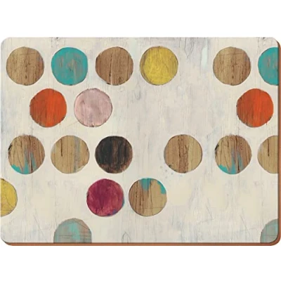 Imagen de CREATIVE TOPS Juego de 4 manteles Individuales Parte Trasera Corcho, diseño Retro Lunares, tamaño Grande, Madera, Multicolor, 0.5 x 29 40 cm,