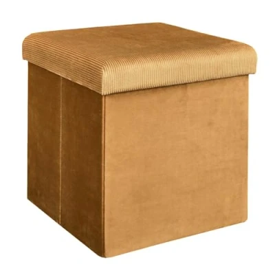 Imagen de HOME DECO FACTORY HD6813 Caja PUF Plegable Amarillo TER, Textil. Poliéster. Madera y MDF, Mostaza, 38.00 x cm