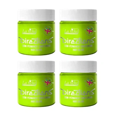 Imagen de 4 x La Riche Directions Semi Permanent Hair Color Bote de 100 ml (Fluorescent Green)
