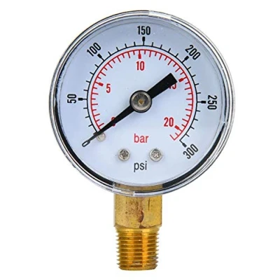 Imagen de Calibrador de presión hidráulico, herramienta medición Conexión inferior BSPT 1/8 pulgadas para agua, aceite y aire (0 300psi / 0 20bar)
