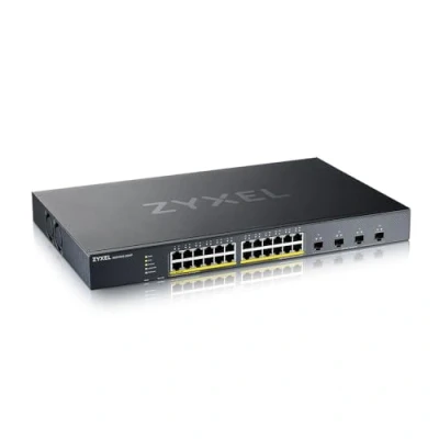 Imagen de Zyxel Nebula Switch PoE+ Inteligente de 24 Puertos Ethernet Gigabit con 375 vatios y 4 Ranuras 10G SFP+, Modo Cloud híbrido [XGS1935 28HP]