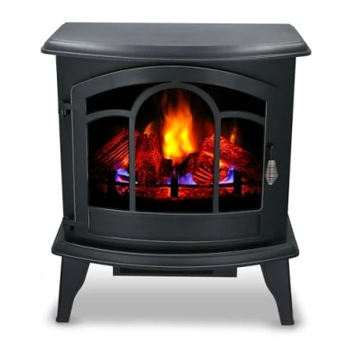 Imagen de alpina Vicenza Chimenea Eléctrica Decorativa con Calefacción, Control Remoto y Temporizador Estufa Independiente Llama LED 2000W Negra