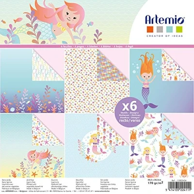 Imagen de Artemio Juego de 6 Hojas Sirena (30 x 30 cm), Multicolor