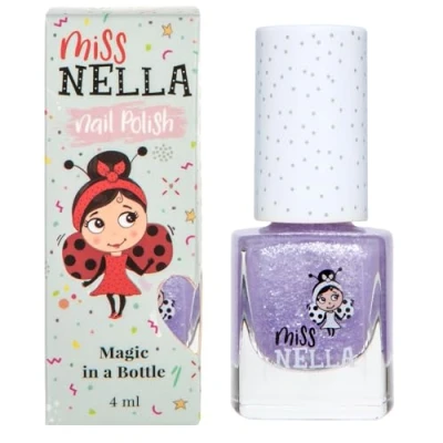 Imagen de Miss Nella Its Sparkly Zebra Esmalte de uñas especial morada con brillantina para niños, fórmula despegable, a base agua y sin olor