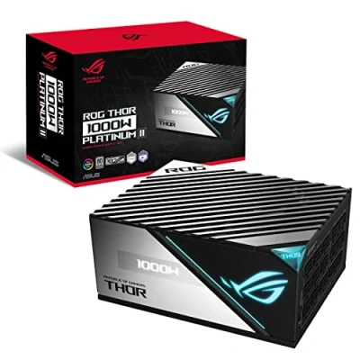 Imagen de Asus ROG Thor 1000W Platinum II Fuente de Alimentación Modular (1000 Watt, 80+ Platinum, Lambda A++, Disipadores ROG, Ventilador PWM 135 mm, 0dB, Pantalla OLED, Cables apantallados, Aura Sync)