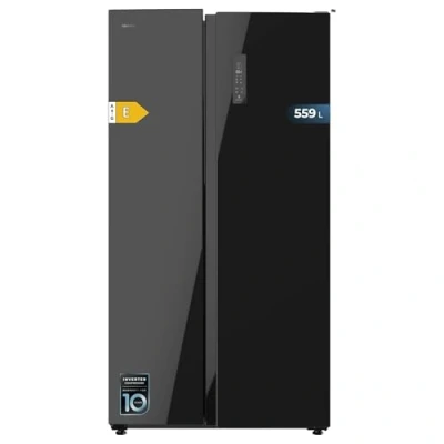 Imagen de Frigorífico americano Cecotec Bolero CoolMarket SBS 550 Glass E, No Frost, 177 cm, l, Inverter Plus, Puertas de cristal,